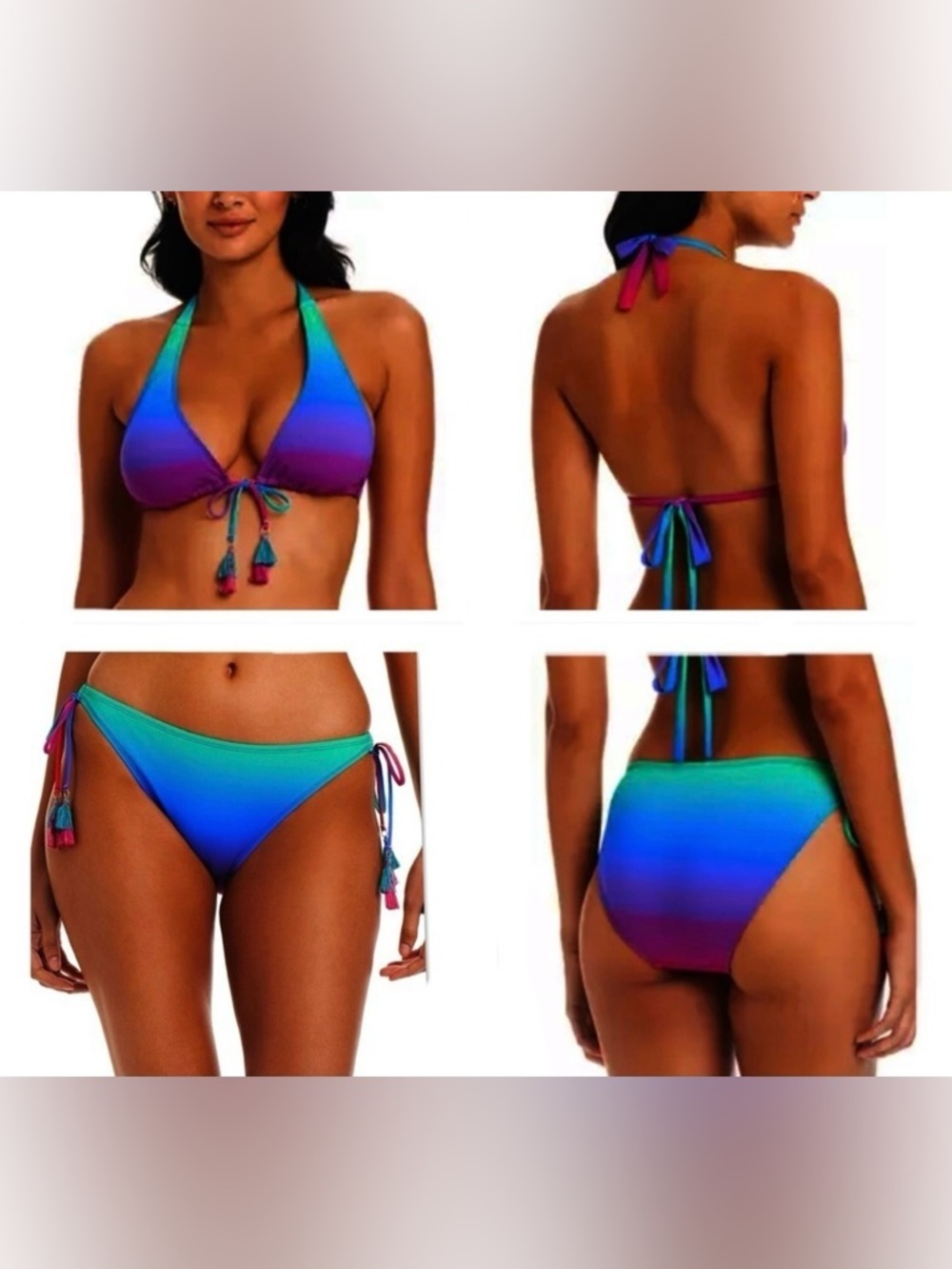 Bleu Rod Beattie Heat of The Moment Triangle Halter Top and Tie Sides Bottom